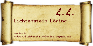Lichtenstein Lőrinc névjegykártya